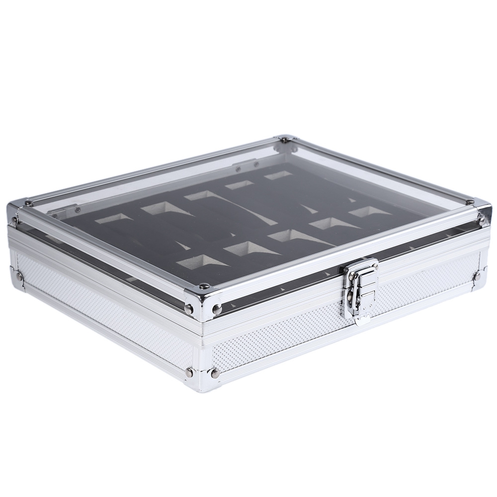 Watch Boxes Cases Wrist Display Holder Box Aluminium Container 12 Grid Jewelry Storage Organizer Case Quality1