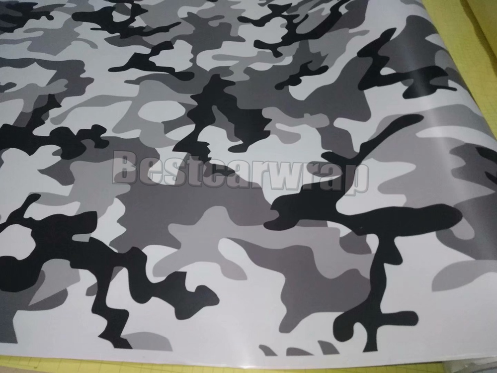 Winter Snow black white Gray Camouflage Vinyl wrap for Vehicle car wrap Graphic Camo covering stickers film air bubble free 1.52x30m 5x98ft