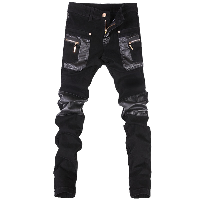 Wholesale- Korean style cool fashion Mens punk pants with leather zippers Black color Tight skenny Plus size 33 34 36 Rock trousers
Wholesale- Korean style cool fashion Mens punk pants with leather zippers Black color Tight skenny Plus size 33 34 36 Rock trousers