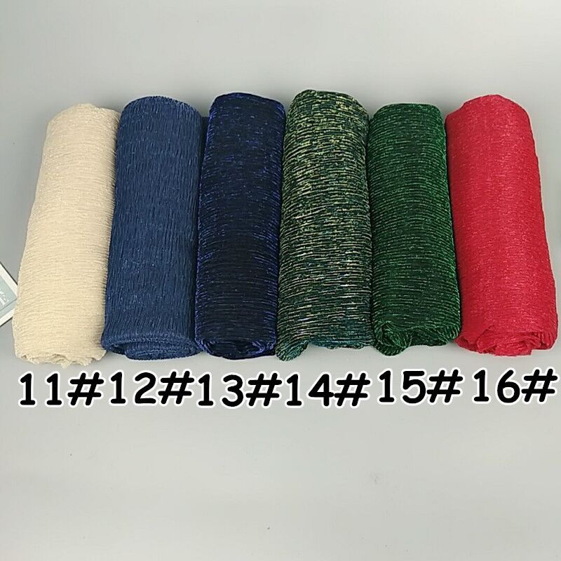 Q3 glitter scarves plain shimmer elastic long headband fashion scarf hijab wraps muslim shawls