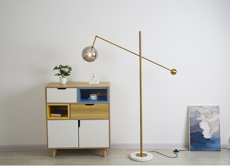 LED FLOOR LAMP Modern Indoor Lighting Living Room Lightings Morden Light Metal Electroplating Glass Ball Lampshade Marble Base
