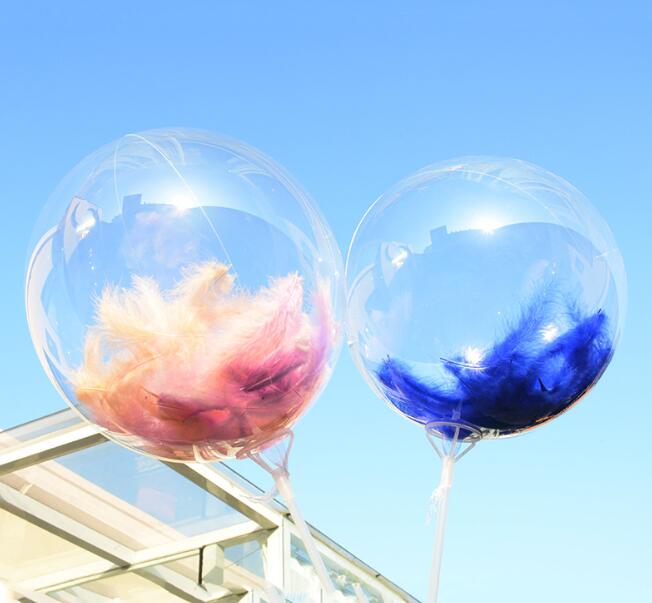 Bobo Transparent Clear Balloons with Feather Confetti 12/18 inch Stand Balloon Marriage Wedding Decro Helium Inflatable Balls Gifts Favor