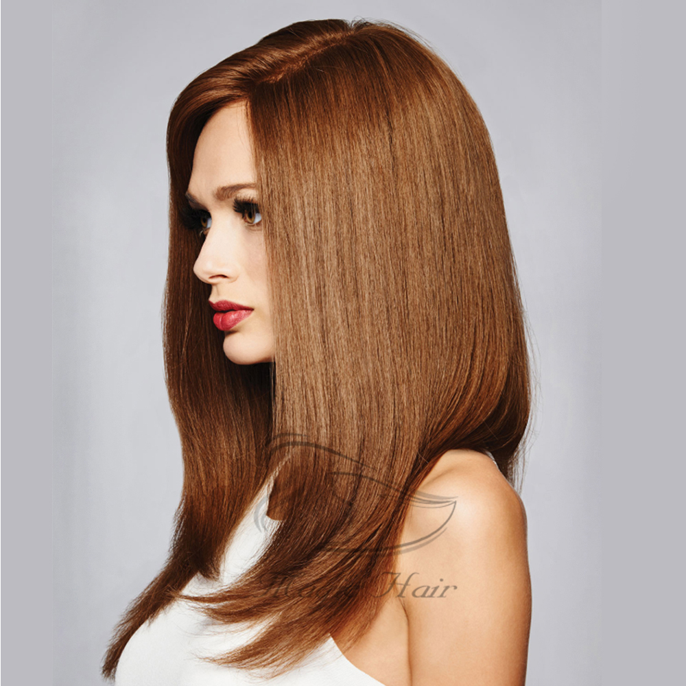 6# Glueless Full Lace Human Wigs with Baby Hair 150 Density high quality Brazilians Brown straight Pre Plucked lace front human Hair Wig