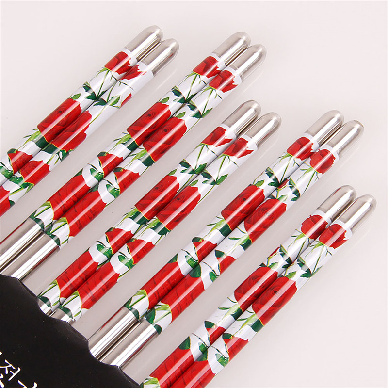 1 Pcak 5 Pairs Stainless Steel Chopsticks Exquisite Tableware Gift Portable Dinnerwar