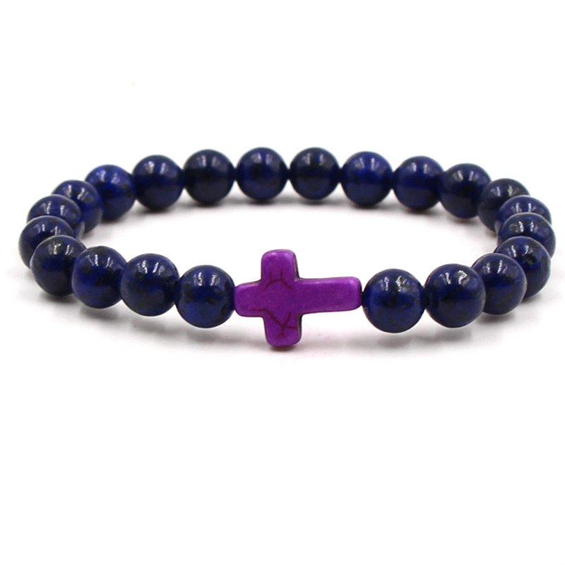 Cross Bracelets Mens Women Yoga Chakra Beads Charms Bracelet Reiki Healing Meditation Energy Bangle Lapis Lazuli Natural Stone Bracelet