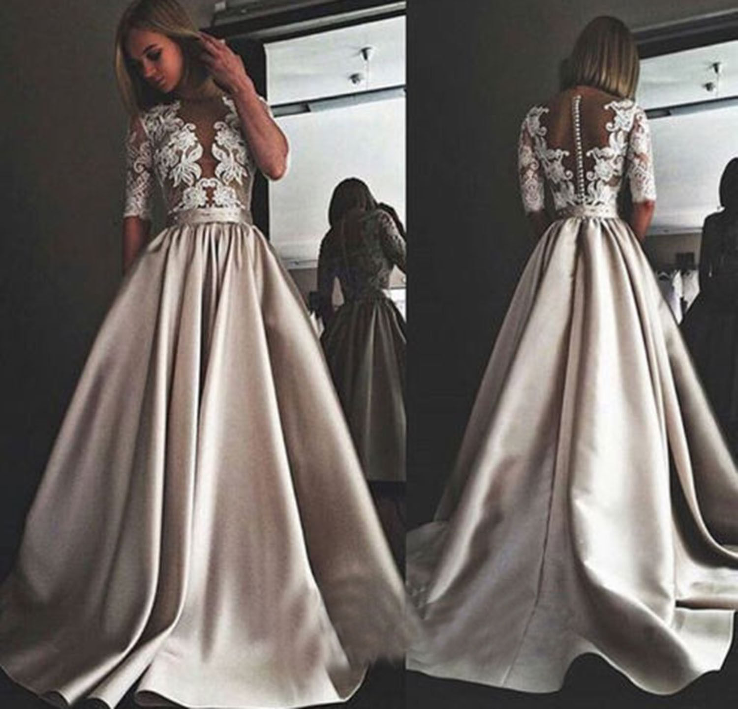 Zuhair Murad 2018 Satin Wedding Dresses Sexy Sheer Neck Lace Appliqued Boho Bridal Gowns Beach Bohemia Wedding Dress, Ivory
Zuhair Murad 2018 Satin Wedding Dresses Sexy Sheer Neck Lace Appliqued Boho Bridal Gowns Beach Bohemia Wedding Dress, Ivory