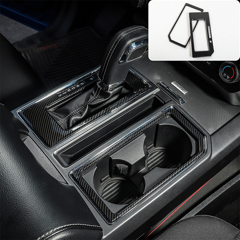 ABS Car Gear Panel Cup Holder Kit Decorative Trim For Ford F150 2016+ Auto Interior Accessories