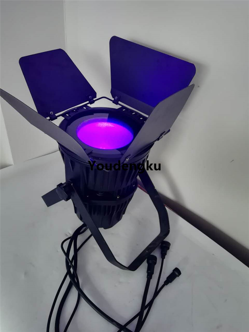 2 pieces 200W COB par led light RGBWA UV 6N1 cob led spot 200w IP65 waterproof cob par can light with barn door