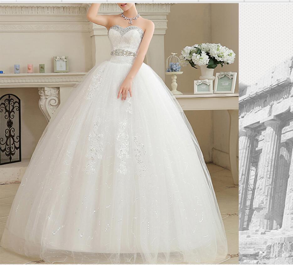 Lace With Crystal Wedding Dress 2018 New Fashionable Married Cheap Wed Dresses Plus Size Elegant vestidos de renda