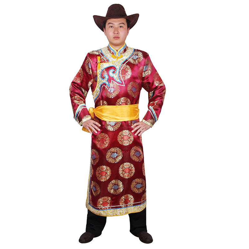 New style national dress male long robe Mongolian costume traditional ethnic party festival performers wear folk dance clothing