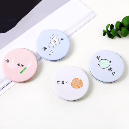 Creative ladies makeup mirror portable folding gift mirror free double sided mirror circle small beauty tool