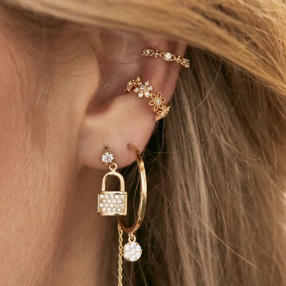 1 piece flower cuff earring clip earrings for women girl 2019 spring new design cz daisy flowers fit pandora jewelry 925 silver