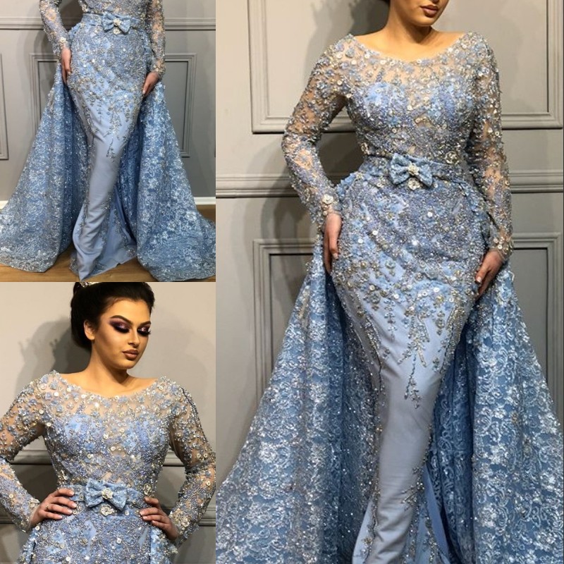 Luxurious Saudi Arabia Evening Dresses Long Sleeves Appliques Beading Mermaid Prom Dress With Detachable Overskirt 2018 Amazing Evening Gown, Champagne
Luxurious Saudi Arabia Evening Dresses Long Sleeves Appliques Beading Mermaid Prom Dress With Detachable Overskirt 2018 Amazing Evening Gown, Champagne