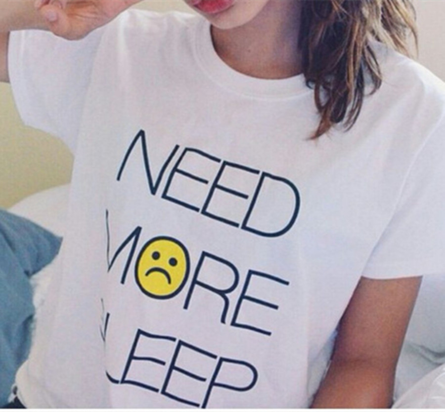 2015 Summer Style Hot Sell Women Crop Need more Sleep White T shirt With Casual Print, F1166
2015 Summer Style Hot Sell Women Crop Need more Sleep White T shirt With Casual Print, F1166