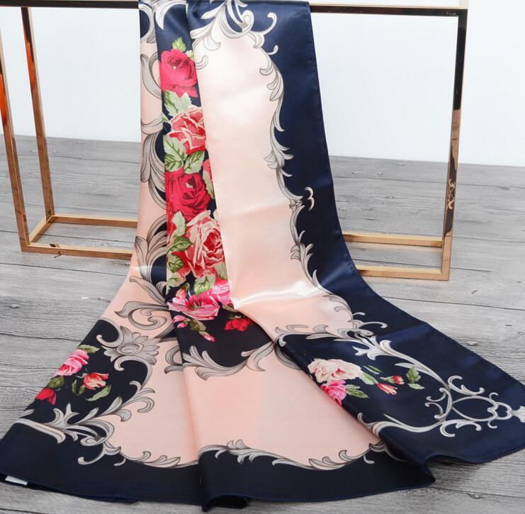 Silk scarves women's spring and winter to match the new variety scarf scarf silk satin shawl gifts 90*90