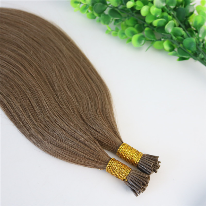 Keratin I-tip Human Hair Extensions Ash Brown #10 Stick-tip Extensions Brazilian Human Hair 100Strands 100gram prebunded hair Straight