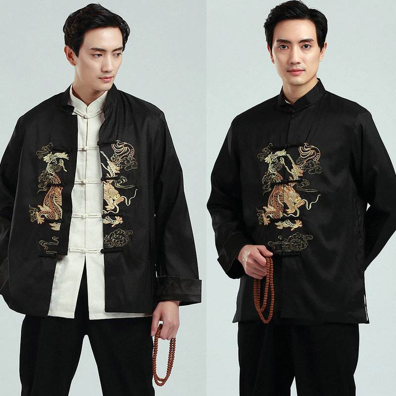 vintage Classical traditional Chinese clothing for men long sleeve jacket New Year Gift Party tang suit men's Chinese top ethnic clothing