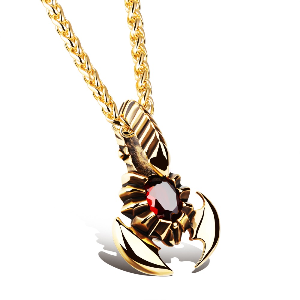 Fashion Jewelry Stainless Steel Men Necklace Scorpion With Stone Golden Silver Pendant High quality Necklaces For Men