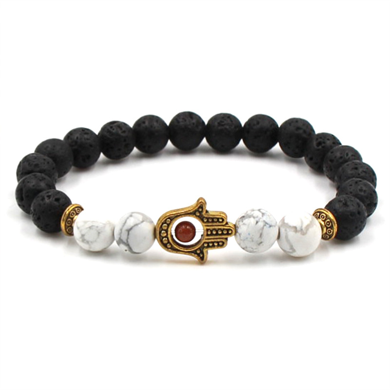Unisex Casual Lava Rock Beads Hand Bracelet 8mm Alloy Natural Stone Fatima Palm Bangles For Women & Men Gift
Unisex Casual Lava Rock Beads Hand Bracelet 8mm Alloy Natural Stone Fatima Palm Bangles For Women & Men Gift
