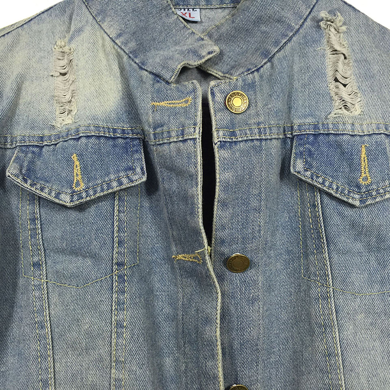 Women Jeans Jacket Denim Coat Casual Outerwear Tops Autumn Long Sleeve Frayed Vintage Jeans Coat Female Chaquetas Mujer DP930966