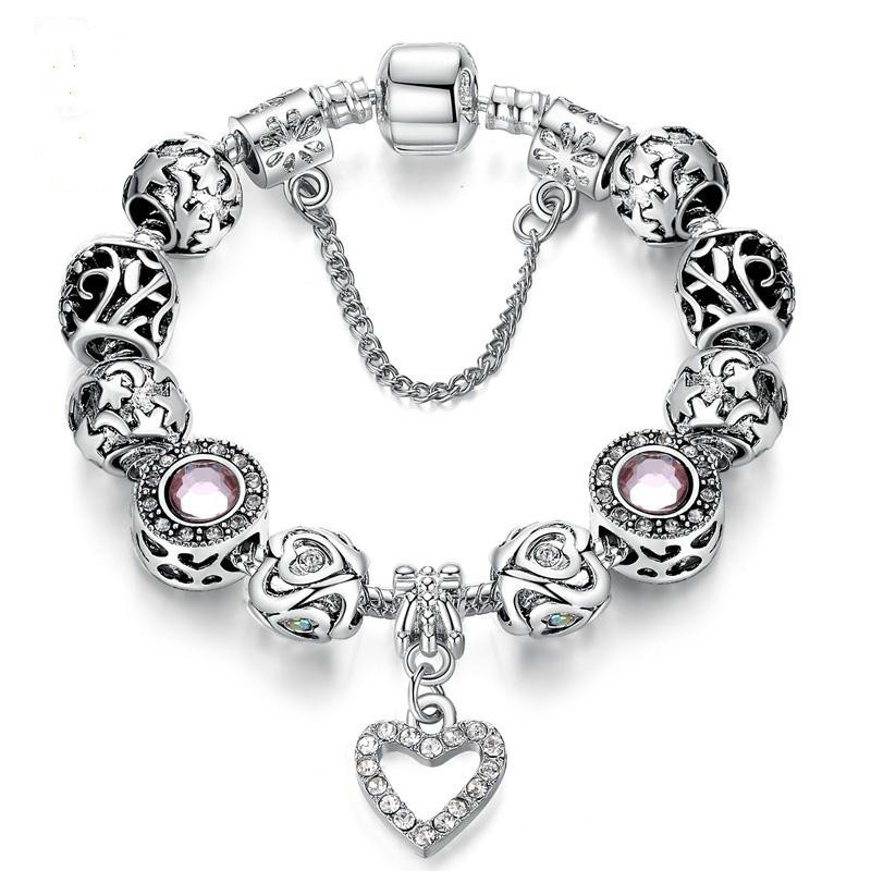 High Quality European Silver Heart Pendant Beads with Crystal Charm Beads for Women Jewelry with Safe Chain bracelets charms
High Quality European Silver Heart Pendant Beads with Crystal Charm Beads for Women Jewelry with Safe Chain bracelets charms