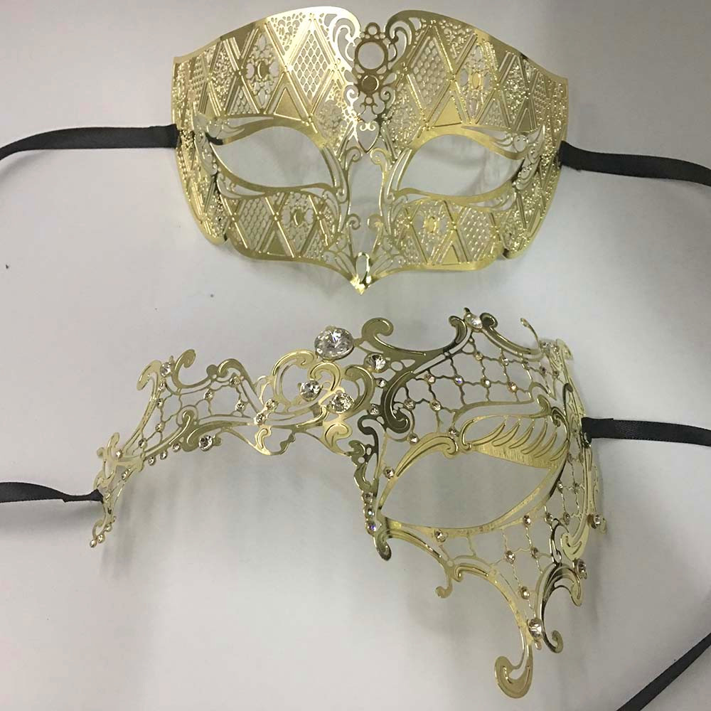 GNHYLL Lover Woman Men's Mask Silver Metal Couple Venetian Masquerade Masks Gold Ball Wedding Mardi Gras Party Eye Masks Set