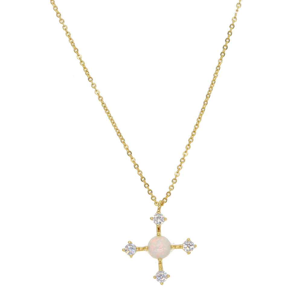 Cross necklace for women classic design fashion jewelry CZ OPAL diamond cross pendant charm high quality women gorgeous jewelry