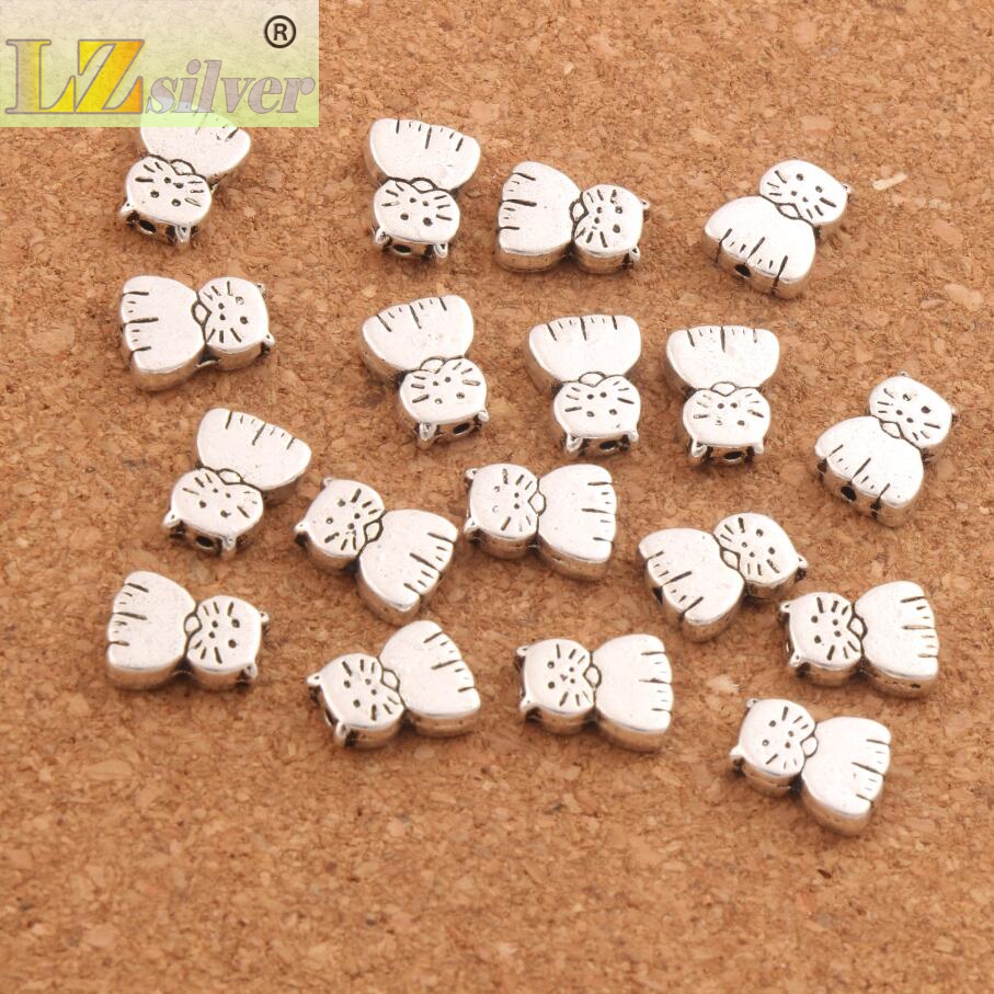 188pcslot Cat Metal Spacer Beads 11X85mm Antique Silver Spacers Loose Bead For Jewelry Making Findings L597
