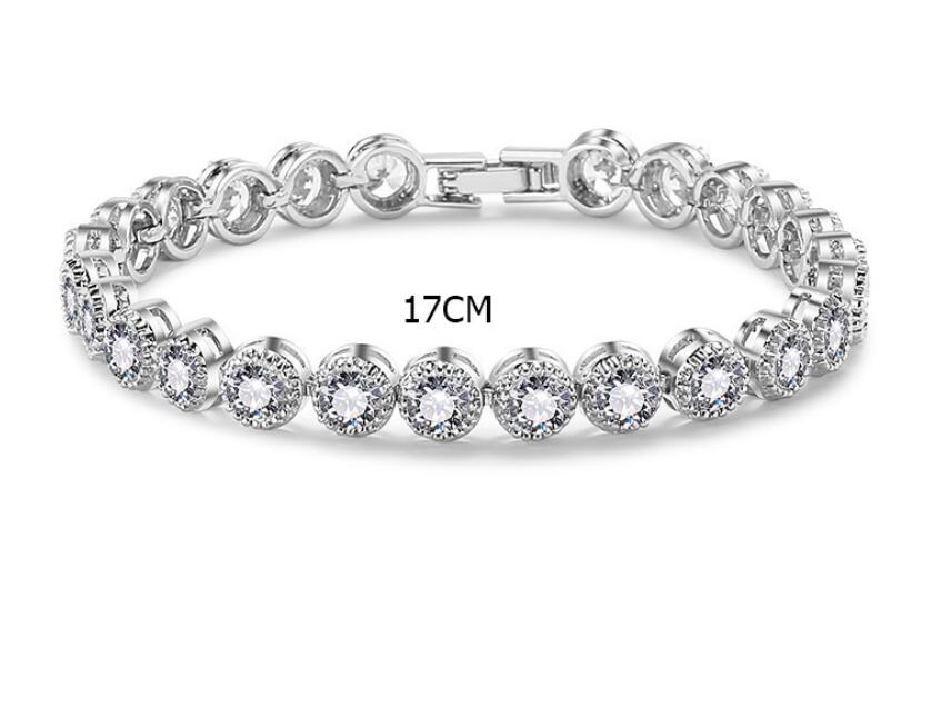 Roma Bracelet Clsssical Luxury Jewelry 18K White&Rose Gold Filled Round Cut CZ Crystal Diamond Promise Cool Women Bracelet For Lovers'Gift