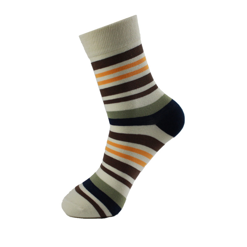 Fashion Colorful Socks Men Hit Color Stripes big dot Jacquard filled optic combed Cotton Male Sock business sock 5 pairs/Lot