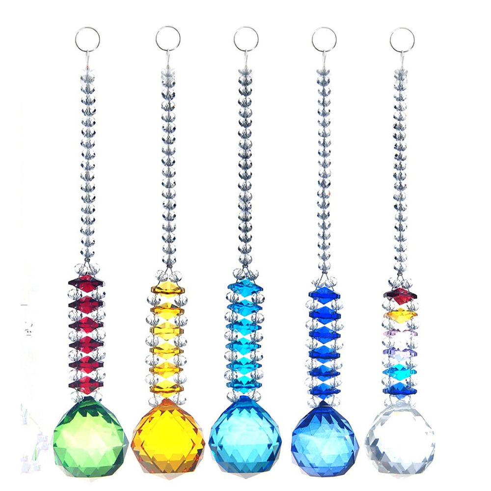 5PCS Hanging K9 Crystal Suncatcher 30MM Ball Chandelier Part Prism Hanging Glass Chakra Feng Shui Pendants Home Decorations W028-30mm