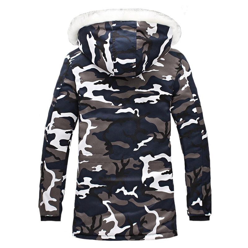 2017 Wadded Men Hooded Coats Veste Homme Parkas Jaqueta Masculina Men's Casual Fashion Slim Fit Medium Long Camouflage Jackets
