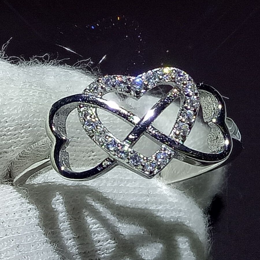 CZ Sterling Sier Cross Rings Jewelry, Heart Band Ring, Pave Cubic Zirconia, Sizes 5-10, Anniversary Gift Free shipping