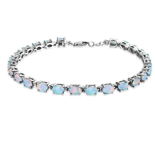 Silver Charm bracelet White opal fire 925 sterling silver 925 sterling synthetic opal oval tennis bracelet 8.26inch For Women Fashion Party
Silver Charm bracelet White opal fire 925 sterling silver 925 sterling synthetic opal oval tennis bracelet 8.26inch For Women Fashion Party