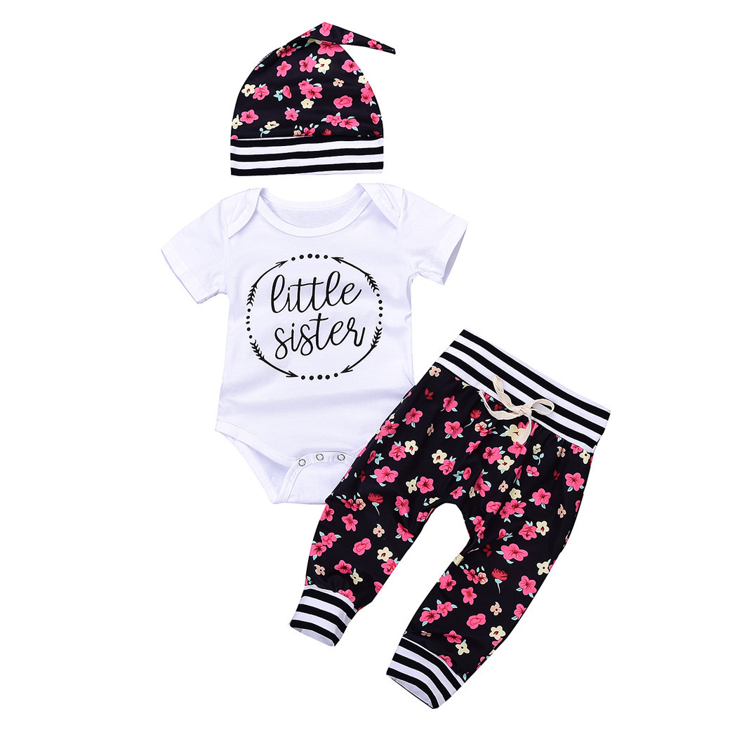 cool fashion Girls Little sister Rompers Baby Flower printed Rompers infants Jumpsuits long Pants Hat 3pcs/set Newborn Clothing Sets, As pic
cool fashion Girls Little sister Rompers Baby Flower printed Rompers infants Jumpsuits long Pants Hat 3pcs/set Newborn Clothing Sets, As pic