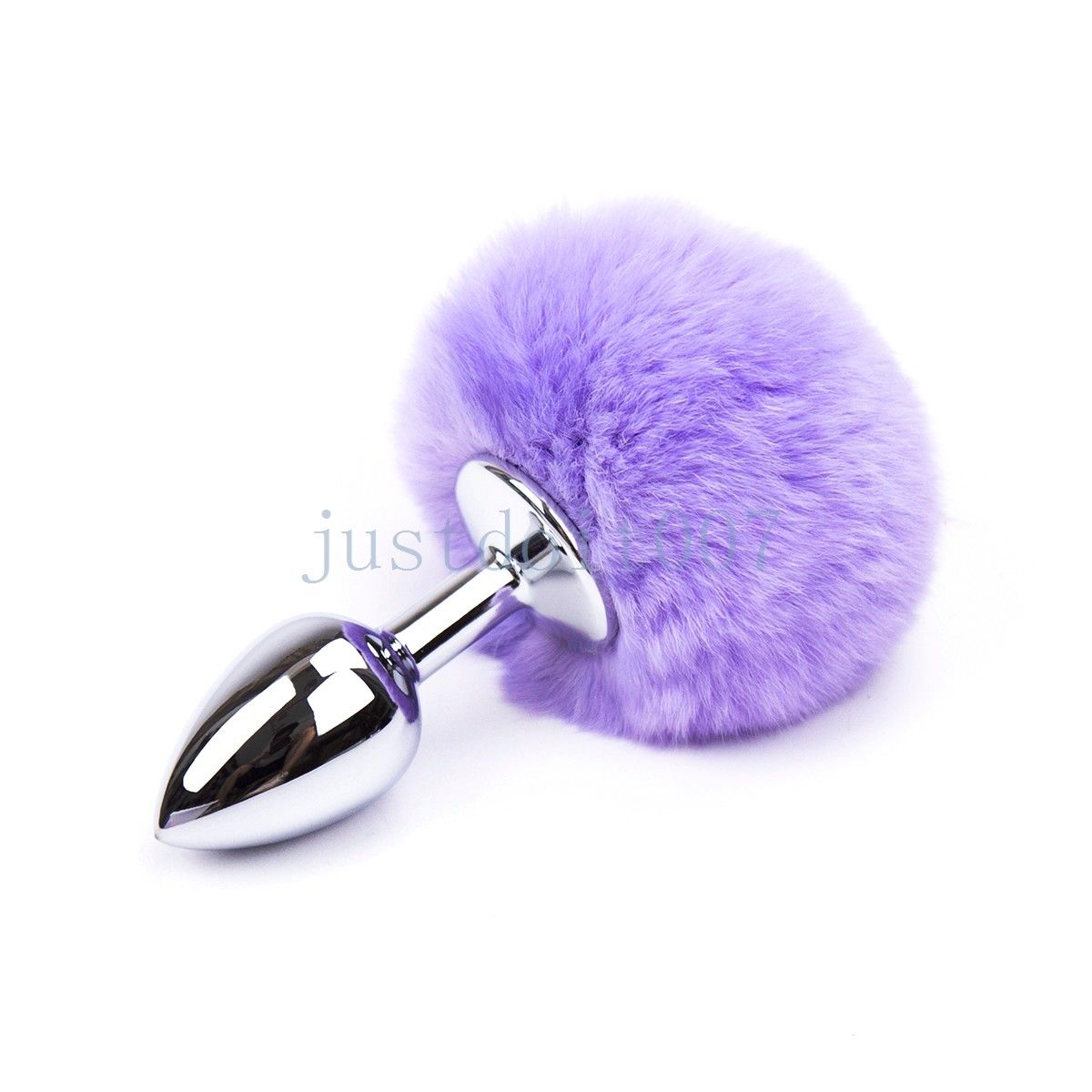 Bondage Fluffy Real Fur Bunny Rabbit Tail Plug Cosplay Animal PET Metal steel Cat Cute #R56