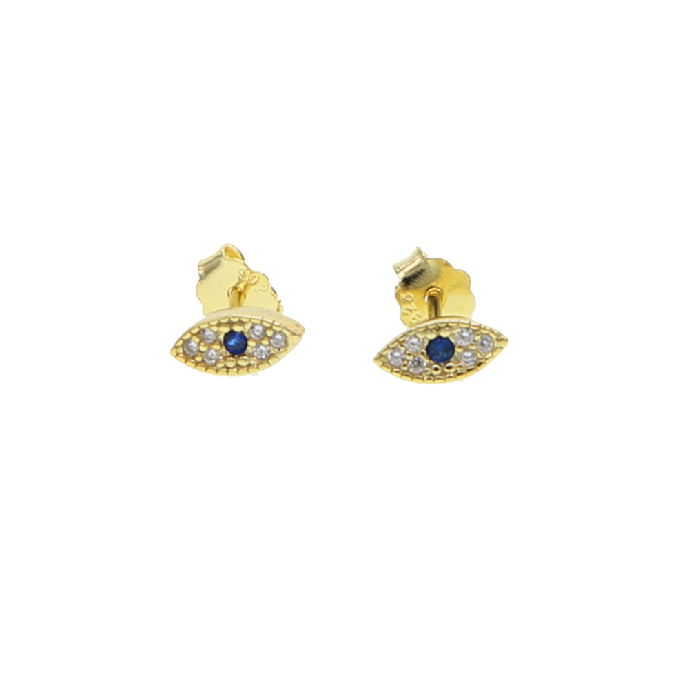 minimal cute evil eye stud earring for girl women 925 sterling silver sweet design tiny small stud eye paved white blue cz