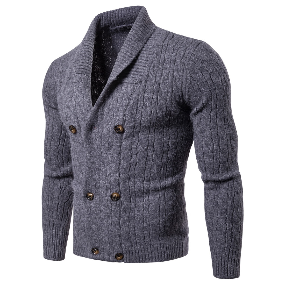 18 FW Mens Knitted Coats Fashion Lapel Neck Sweaters Double Breasted Slim Fit Warm Knitting Jackets B4