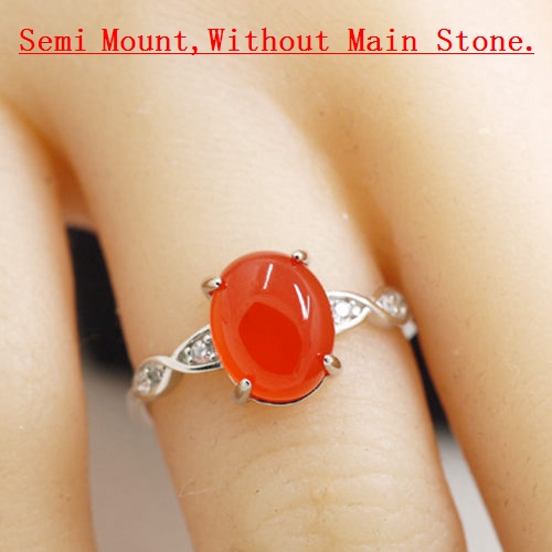 925 Sterling Silver Engagement Wedding Anniversary Women Ring 6x8mm Oval Cabochon Semi Mount Ring Setting DIY Stone