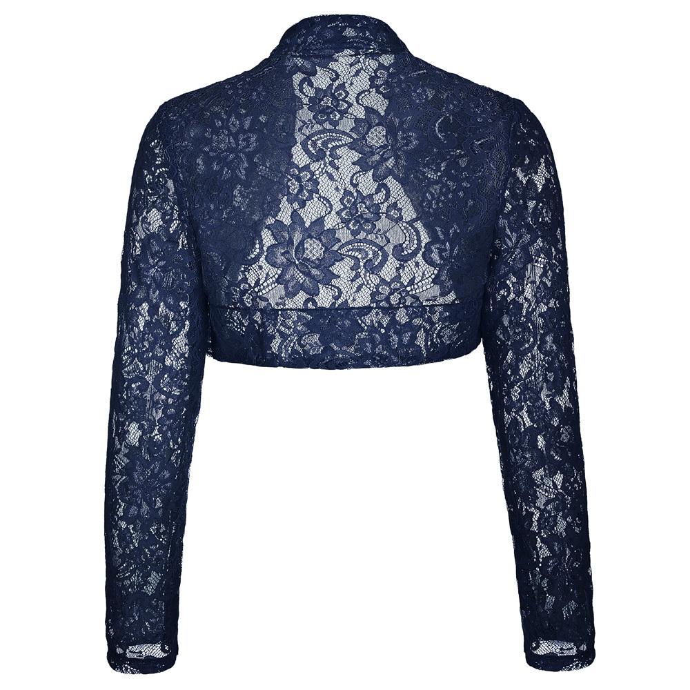 Autumn Fall Jackets Women Long Sleeve Cropped Shrug 2018 Black Green Wedding Evening Prom Coat Wrap Plus Size Womens Lace Bolero D1891803