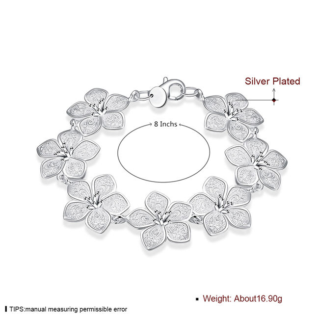 Flower Bracelet sterling silver plated bracelet SPB317; Top sale men and women 925 silver bracelet Link, Chain