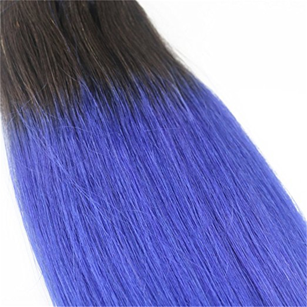 Clip in Remy Hair extensions Ombre 1B to Blue Balayage Clip in Human Hair Extensions Double Weft Hair Extensions Straight 7pcs 120g
