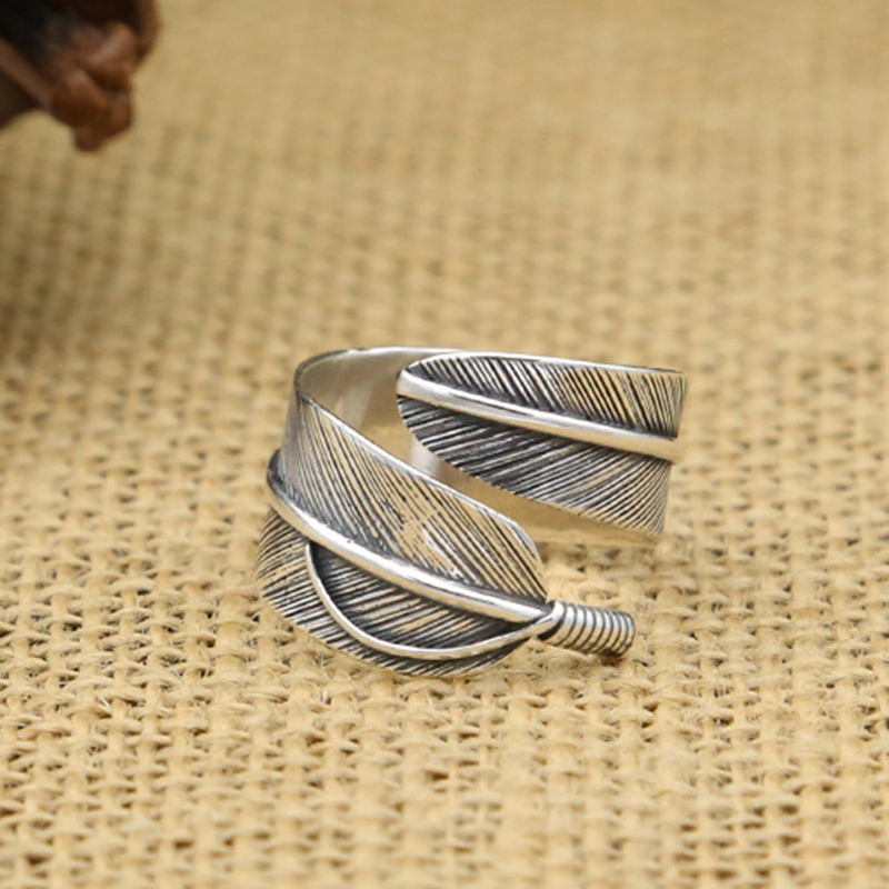 Fashion Ring 100% Real 925 Sterling Silver Biker Men Women Jewelry Takahashi Simple Feather Opening Ring GR6 D18111306