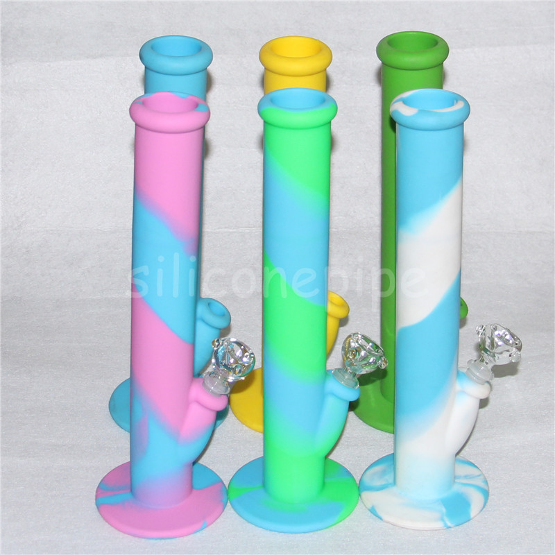 

silicone smoking water pipes silicone hookah unbreakable hookah filter glass bong dab rig smoking waterpipe bong with glass accessaries DHL