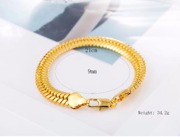 10%off classic Men jewelry superior quality 8inck*9mm Oblate snake bone Gold Bracelet 18K gold Bracelet Valentine's day gifts
10%off classic Men jewelry superior quality 8inck*9mm Oblate snake bone Gold Bracelet 18K gold Bracelet Valentine's day gifts