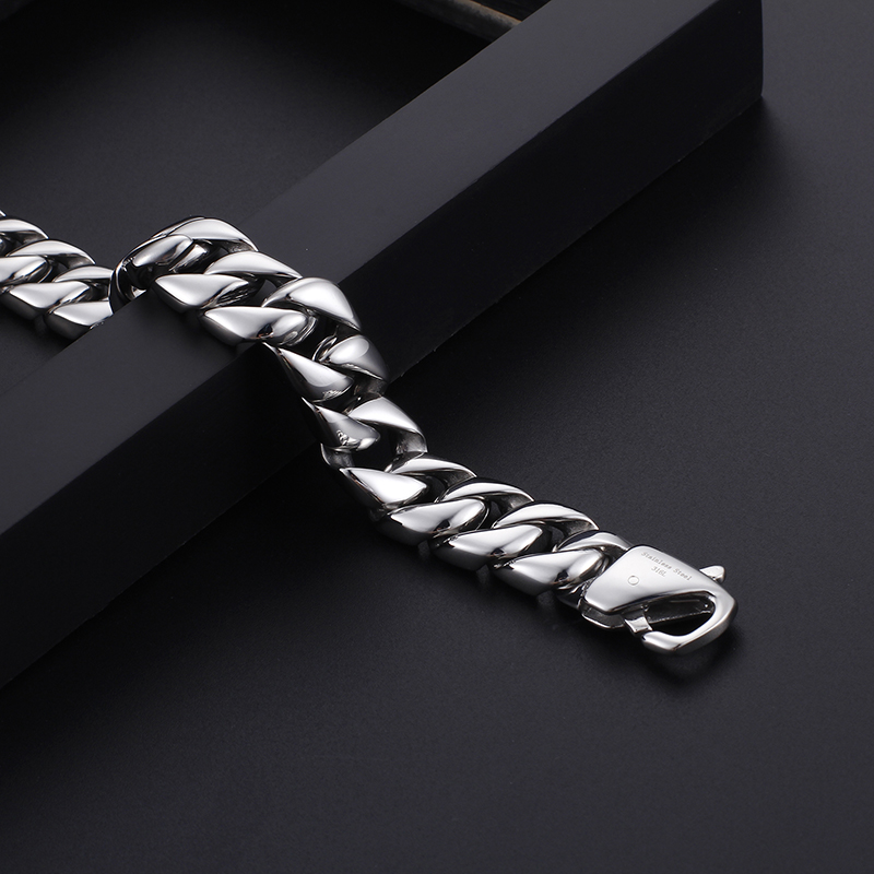 23cm 9 inch 12mm GoldPlated Chain Bracelet Fashion Stainless Steel Cuban curb Link Chain Bangle Women Mens Jewlery