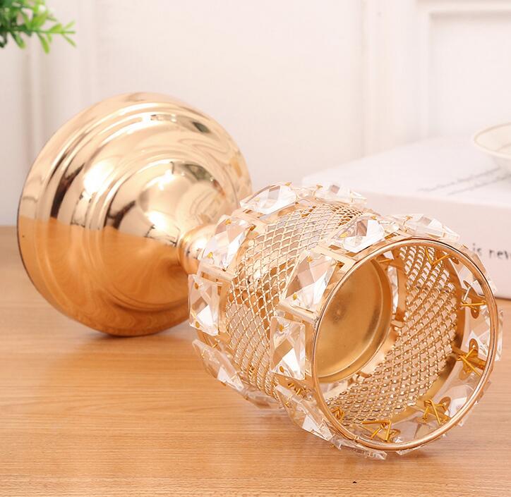 peculiar metal golden finish candle holder with crystals wedding candelabra holder centerpiece home decoration candlesticks WT077