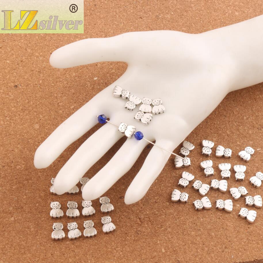 188pcslot Cat Metal Spacer Beads 11X85mm Antique Silver Spacers Loose Bead For Jewelry Making Findings L597