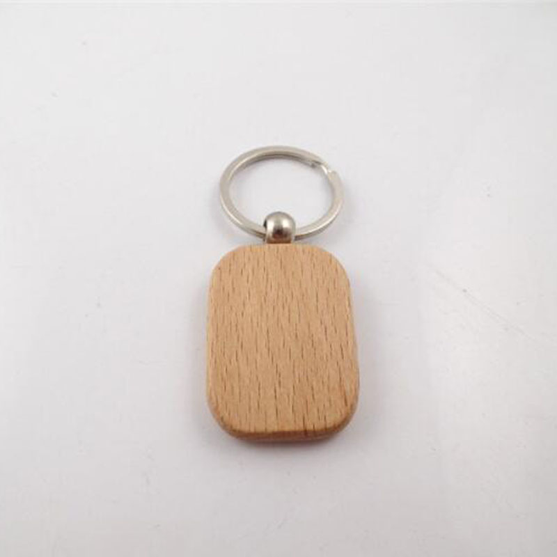 Simple Style Wood Key Chains Key Rings DIY Wood Round Square Heart Oval Rectangle Shape Key Pendant Handmade Keychain Gift