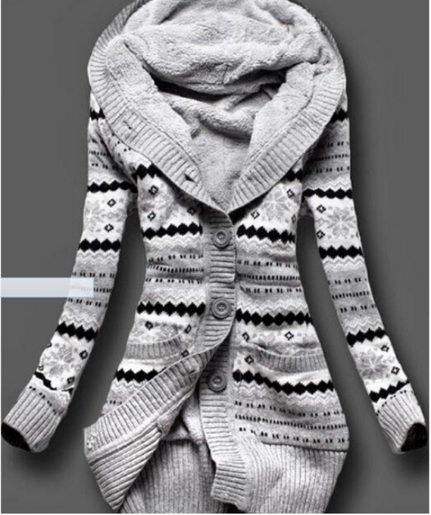 Bucrsatn Free Shipping 2019 Europe and the United States new plus velvet thick hooded knit cardigan women's clothing, White;black
Bucrsatn Free Shipping 2019 Europe and the United States new plus velvet thick hooded knit cardigan women's clothing, White;black